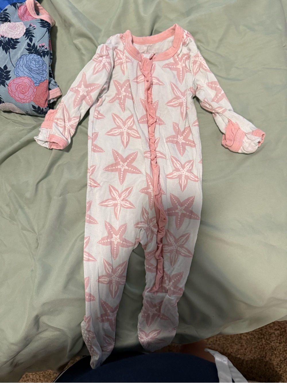 Kickee Pants Pink Starfish Ruffle Footed One-Piece